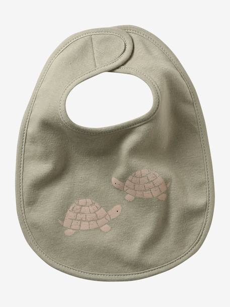 Lot 7 bavoirs naissance en coton bio* Babylone+ficelle+Hérisson+rose pâle+Tanzanie+vert d'eau 3 - vertbaudet enfant 