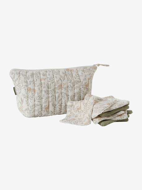 Trousse de toilette enfant en gaze de coton Babylone+bleu grisé+imprimé fleurs grenier+Lovely Leo 4 - vertbaudet enfant 