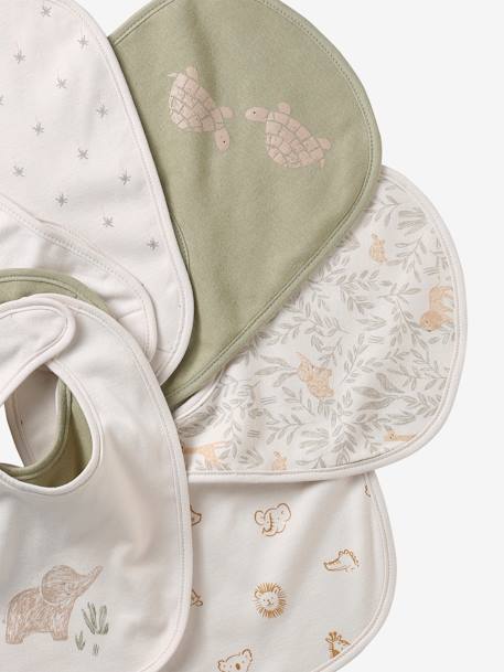 Lot 7 bavoirs naissance en coton bio* Babylone+ficelle+Hérisson+rose pâle+Tanzanie+vert d'eau 9 - vertbaudet enfant 