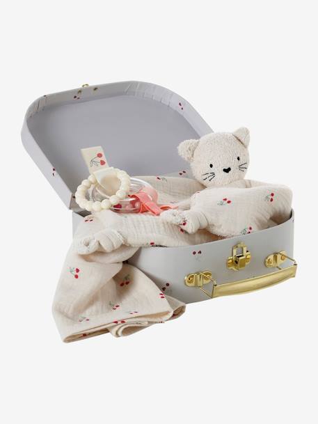 Coffret doudou personnalisable + anneaux de dentition + lange avec mallette CHERRY rouge 1 - vertbaudet enfant 