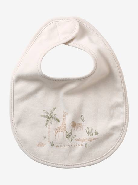 Lot 7 bavoirs naissance en coton bio* Babylone+ficelle+Hérisson+rose pâle+Tanzanie+vert d'eau 2 - vertbaudet enfant 