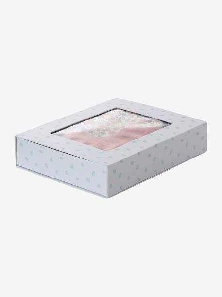 Coffret cadeau naissance 4 pièces : 2 bavoirs + 1 lange + 1 protège-carnet lot rose+multicolore 2 - vertbaudet enfant 