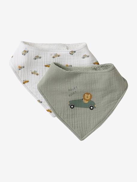 Coffret cadeau naissance 4 pièces : 2 bavoirs + 1 lange + 1 protège-carnet lot rose+multicolore 14 - vertbaudet enfant 