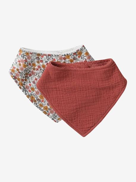 Coffret cadeau naissance 4 pièces : 2 bavoirs + 1 lange + 1 protège-carnet lot rose+multicolore 7 - vertbaudet enfant 