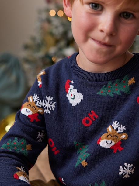 Pull Noël jacquard motifs ludiques garçon marine 3 - vertbaudet enfant 
