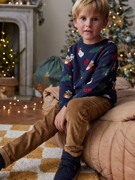 Pull Noël jacquard motifs ludiques garçon marine 7 - vertbaudet enfant 