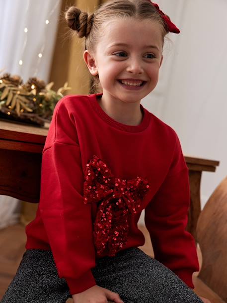 Sweat fille Noël noeud en sequins anthracite+rouge 5 - vertbaudet enfant 