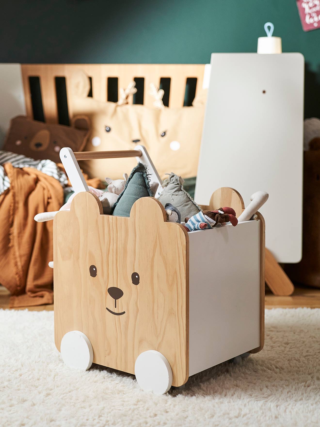 Coffre à Jouets Avec Roulettes – Extra Large 65x63,5x58 Cm – Tissu Oxford Robuste, Cadre Métal – Capacité 45 Kg – Vert – Rangement Chambre Enfant