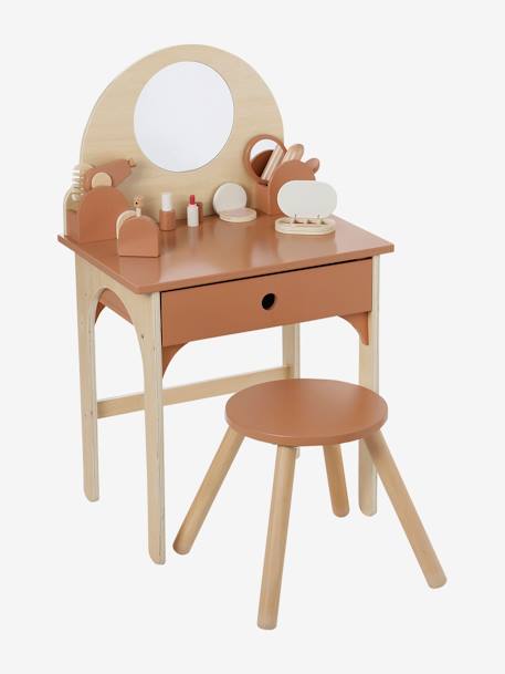 Coiffeuse + tabouret avec accessoires en bois FSC® caramel 1 - vertbaudet enfant 