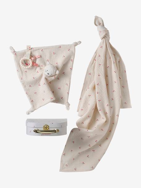 Coffret doudou personnalisable + anneaux de dentition + lange avec mallette CHERRY rouge 4 - vertbaudet enfant 