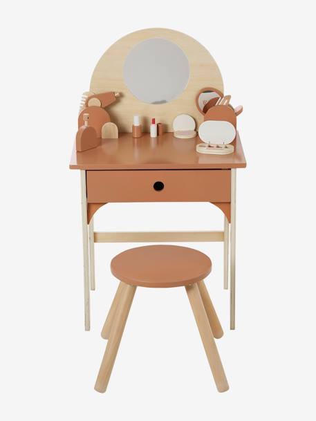 Coiffeuse + tabouret avec accessoires en bois FSC® caramel 3 - vertbaudet enfant 