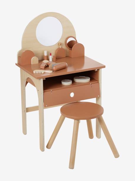 Coiffeuse + tabouret avec accessoires en bois FSC® caramel 2 - vertbaudet enfant 