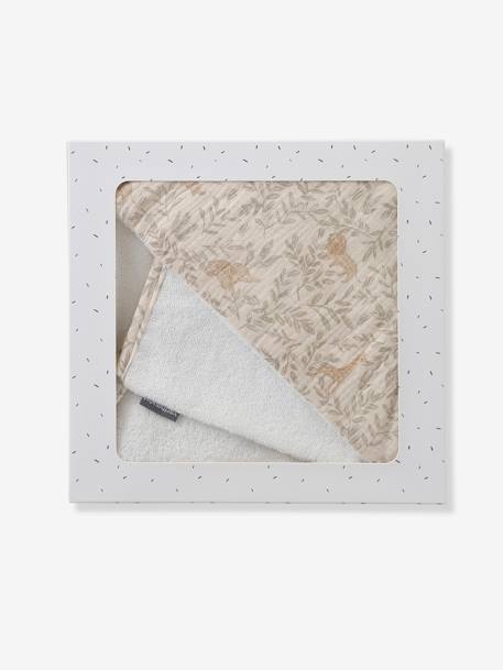 Cape de bain gaze de coton personnalisable + gant de toilette BABYLON beige imprimé 8 - vertbaudet enfant 