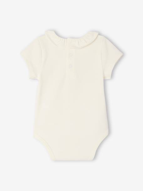 Lot de 2 bodies bébé naissance col fantaisie manches courtes corail+vert sauge 4 - vertbaudet enfant 