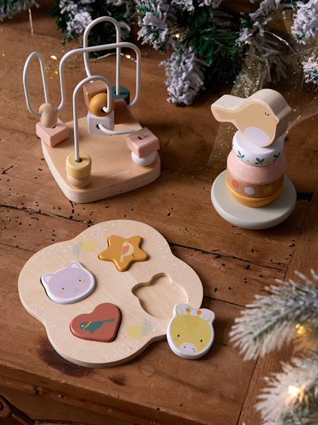 Coffret 3 jeux d'éveil SAVANIA en bois FSC® rose 1 - vertbaudet enfant 