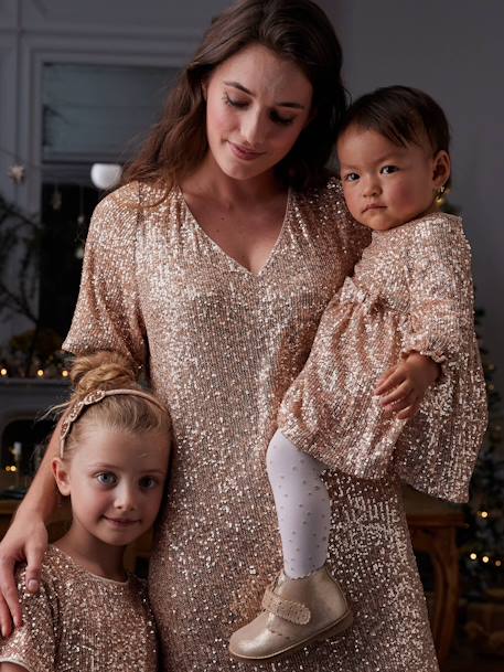 Robe bébé fille à sequins noël argent+or 11 - vertbaudet enfant 