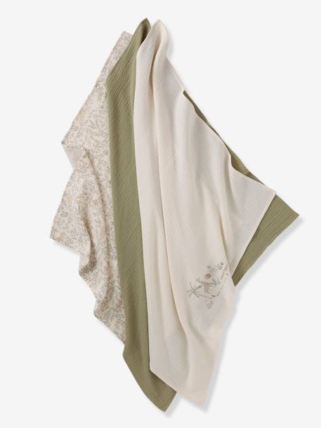 Lot de 3 langes en gaze de coton BABYLON beige imprimé 2 - vertbaudet enfant 