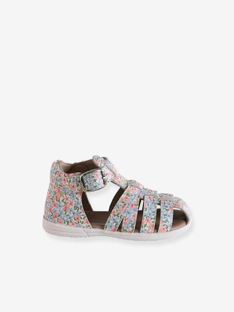 Sandales premiers pas bébé beige irisé+blanc imprimé+or 7 - vertbaudet enfant 