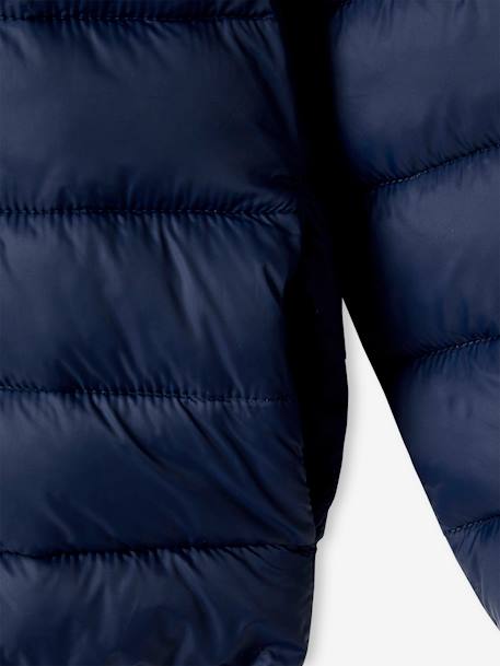 Doudoune garçon légère à capuche bleu jean+bleu moyen+marine+noir+noisette+noix de pécan+olive+rouge+vert émeraude 10 - vertbaudet enfant 
