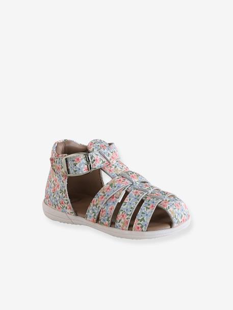 Sandales premiers pas bébé beige irisé+blanc imprimé+or 6 - vertbaudet enfant 