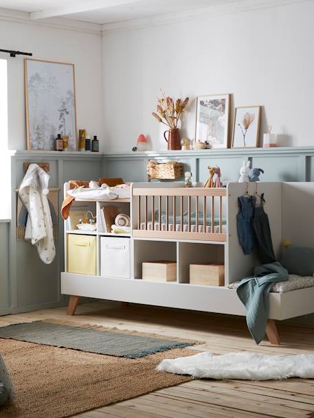 Lit bébé évolutif combiné 4 en 1 COMBINID BLANC / BOIS 2 - vertbaudet enfant 