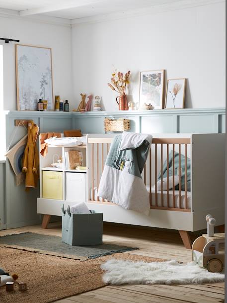Lit bébé évolutif combiné 4 en 1 COMBINID BLANC / BOIS 1 - vertbaudet enfant 
