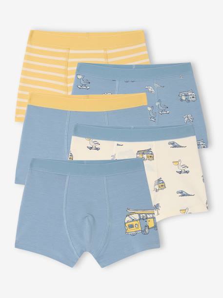 Lot de 5 boxers stretch garçon bleu ciel 1 - vertbaudet enfant 