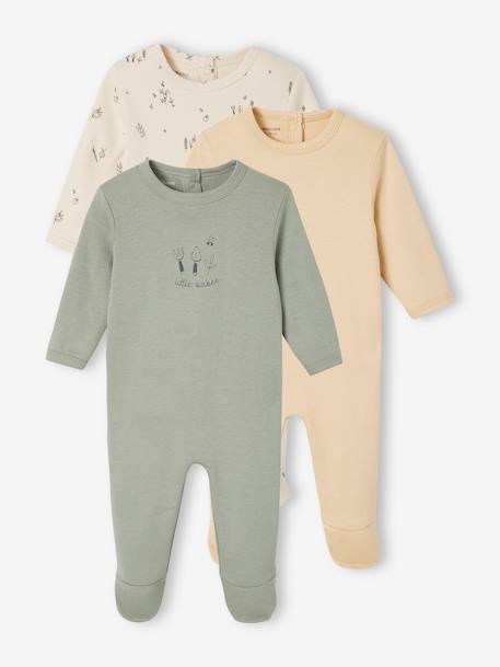 Lot de 3 pyjamas bébé mixtes Basics vert 1 - vertbaudet enfant 