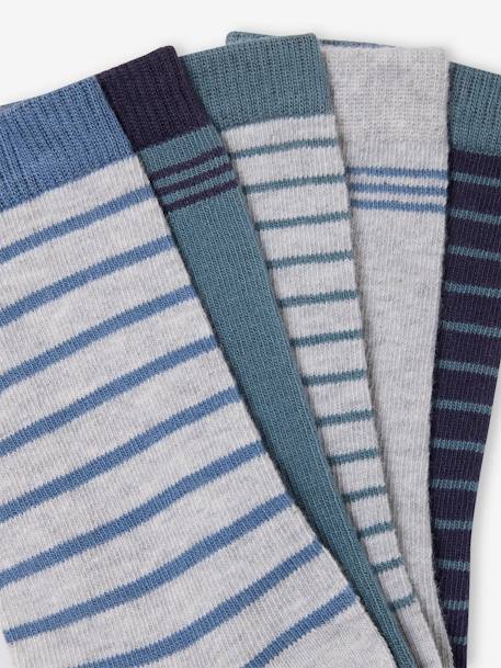 Lot de 5 paires de chaussettes rayées garçon BASICS Assorties 2 - vertbaudet enfant 