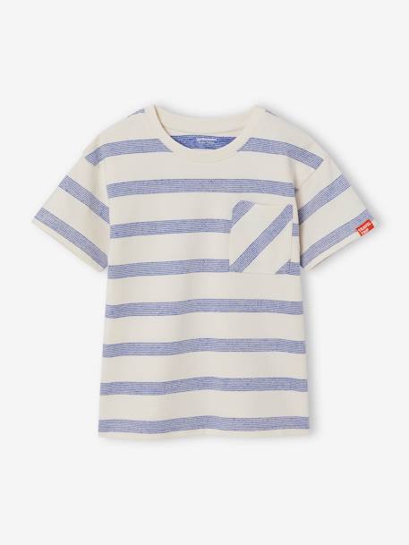 T-shirt garçon épais effet gauffré rayé blanc 1 - vertbaudet enfant 