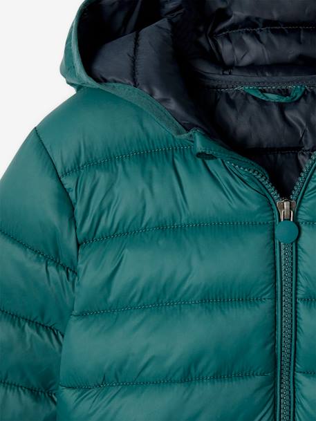 Doudoune garçon légère à capuche bleu jean+bleu moyen+marine+noir+noisette+noix de pécan+olive+rouge+vert émeraude 39 - vertbaudet enfant 