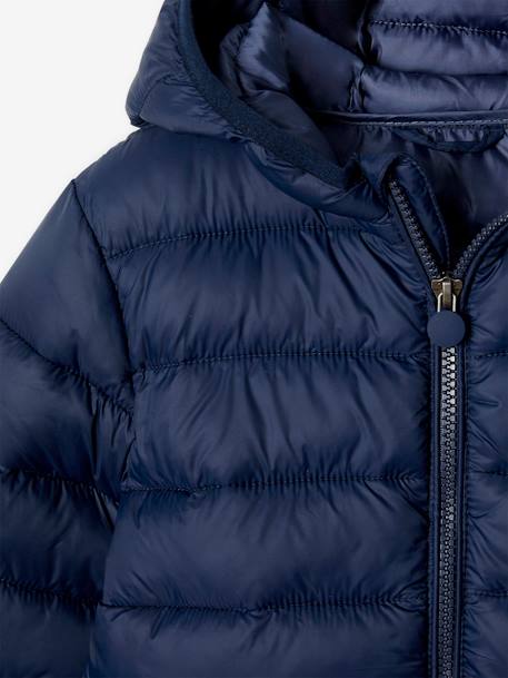 Doudoune garçon légère à capuche bleu jean+bleu moyen+marine+noir+noisette+noix de pécan+olive+rouge+vert émeraude 11 - vertbaudet enfant 