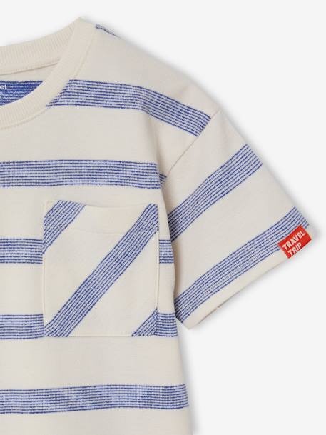 T-shirt garçon épais effet gauffré rayé blanc 3 - vertbaudet enfant 