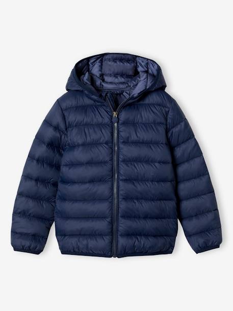 Doudoune garçon légère à capuche bleu jean+bleu moyen+marine+noir+noisette+noix de pécan+olive+rouge+vert émeraude 8 - vertbaudet enfant 