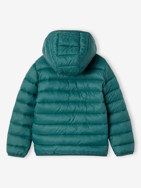 Doudoune garçon légère à capuche bleu jean+bleu moyen+marine+noir+noisette+noix de pécan+olive+rouge+vert émeraude 37 - vertbaudet enfant 