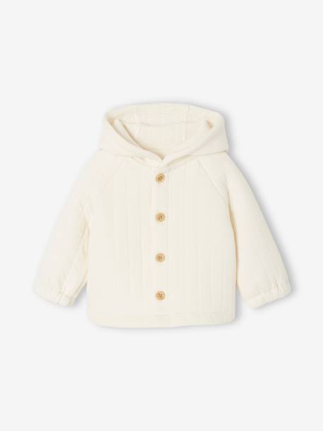 Gilet naissance à capuche en molleton matelassé écru 1 - vertbaudet enfant 