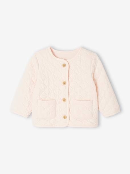 Gilet bébé matelassé en gaze de coton double face rose pâle 2 - vertbaudet enfant 
