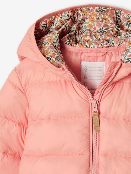 Doudoune fille légère à capuche corail+lilas+marine+prune+rose+vert de gris 4 - vertbaudet enfant 