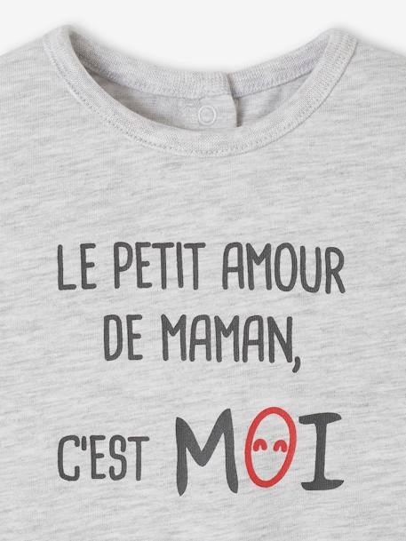 T-shirt bébé à message manches longues blanc+gris chiné 8 - vertbaudet enfant 