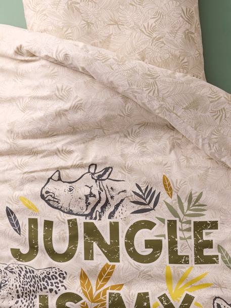 Parure housse de couette + taie oreiller enfant GREEN JUNGLE, avec coton recyclé vert imprimé 8 - vertbaudet enfant 