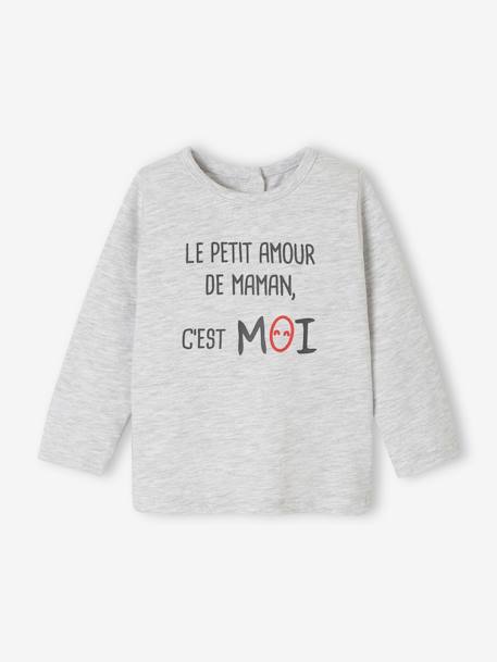 T-shirt bébé à message manches longues blanc+gris chiné 7 - vertbaudet enfant 