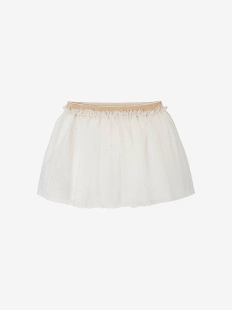Jupon cérémonie en tulle pailleté bébé blanc+blush 1 - vertbaudet enfant 