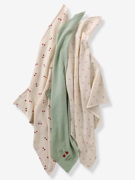 Lot de 3 langes CHERRY beige imprimé 2 - vertbaudet enfant 