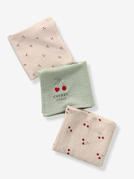 Lot de 3 langes CHERRY beige imprimé 1 - vertbaudet enfant 