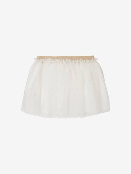 Jupon cérémonie en tulle pailleté bébé blanc+blush 2 - vertbaudet enfant 