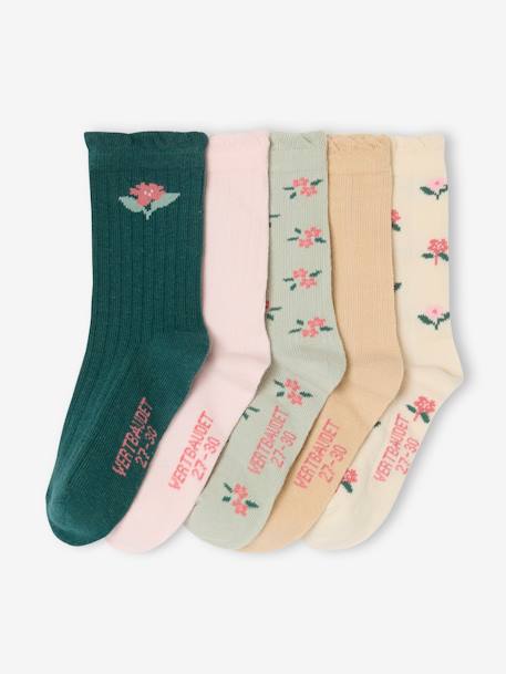 Lot de 5 paires de chaussettes fleurs fille Assorties 1 - vertbaudet enfant 