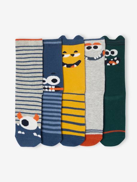 Lot de 5 paires de chaussettes 'monstres' garçon Assorties 1 - vertbaudet enfant 