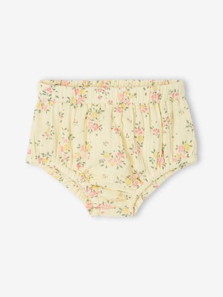Ensemble fleuri robe et culotte naissance jaune pâle 3 - vertbaudet enfant 