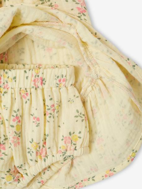 Ensemble fleuri robe et culotte naissance jaune pâle 6 - vertbaudet enfant 
