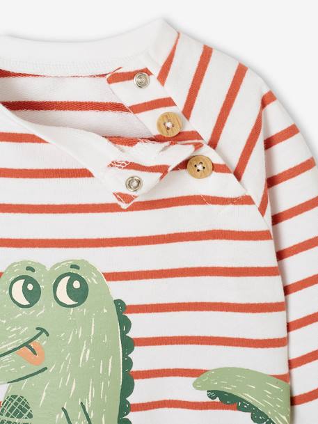 Sweat bébé en molleton rayé bleu+rayé vert+tomette 12 - vertbaudet enfant 